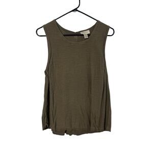 Clean Girl LOFT Olive Tank Top L Slub Knit Sleeveless Capsule Core